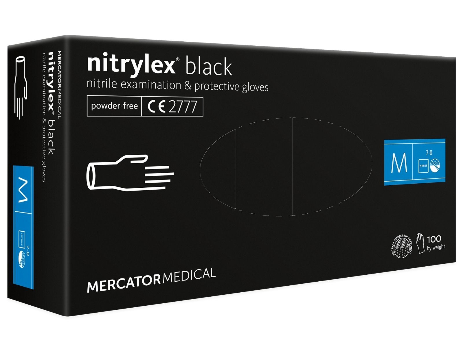 Rękawice Nitrylex Black M Mercator Bezpudrowe A100